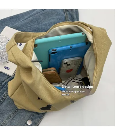 Canvas Bag Women's One-shoulder Summer Small Japanese Korean Idle Style Original Handbags Large Capacity
