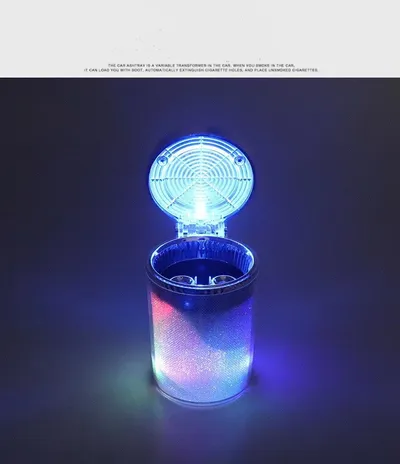Car Ashtray Automobile Belt LED Light Colorful Large Capacity Air Outlet Car Interior Supplies