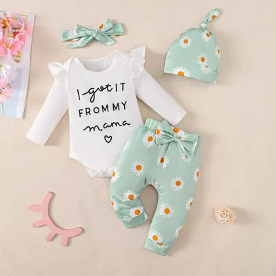 Baby Girl Cotton Romper 4-piece Set