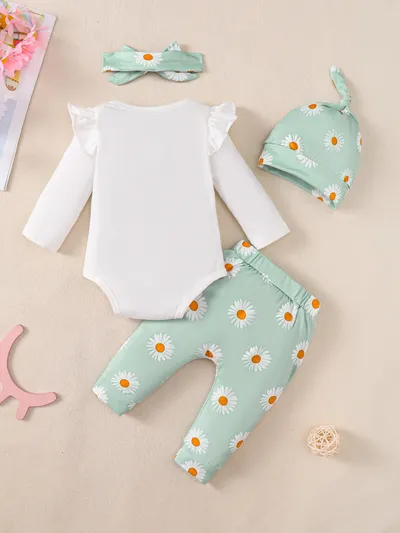 Baby Girl Cotton Romper 4-piece Set