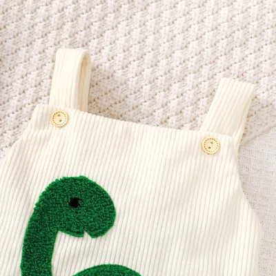 Baby Green Corduroy Turtle Towel Embroidery Sling Romper
