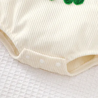 Baby Green Corduroy Turtle Towel Embroidery Sling Romper