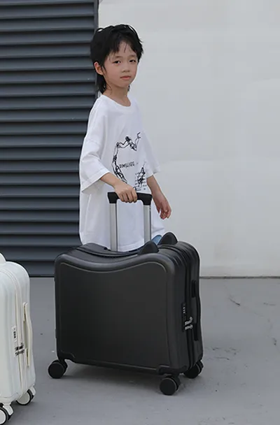 Children's Luggage Riding Trolley Case Mute Universal Wheel Boarding Bag