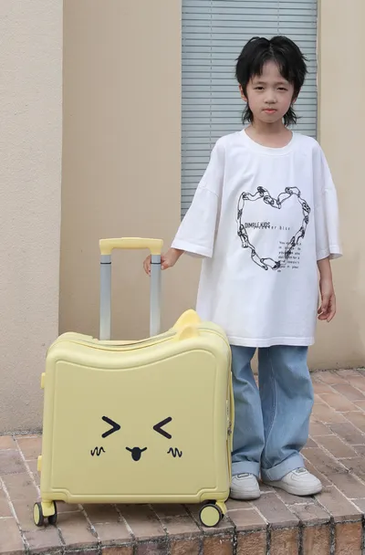 Children's Luggage Riding Trolley Case Mute Universal Wheel Boarding Bag