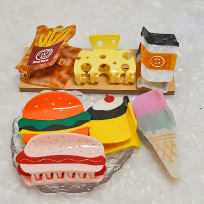 Hamburger Ice Cream Cheese Acetate Hairpin Cute Hair Accessories