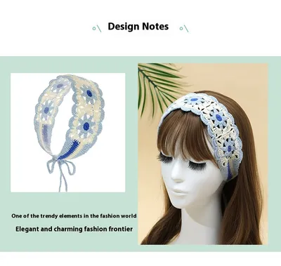 Summer Wide-brimmed Hollow Knitted Headcloth Hair Band