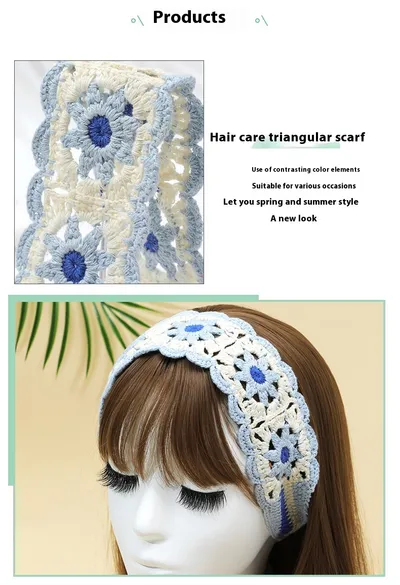 Summer Wide-brimmed Hollow Knitted Headcloth Hair Band