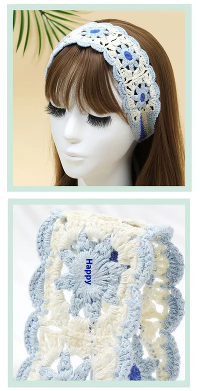Summer Wide-brimmed Hollow Knitted Headcloth Hair Band