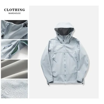 Thin Couple Outdoor 3D Cutting Three-proof Soft Shell Hooded Jacket