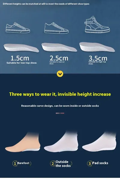 Inner Heightening Shoe Pad Invisible Arch Support Sports Insoles