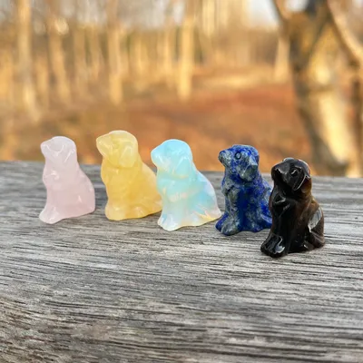 Hand Carved Natural Crystal Puppy Carving Craft Gift Decoration
