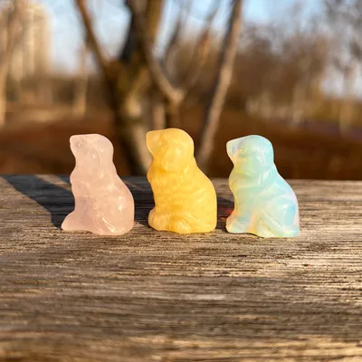 Hand Carved Natural Crystal Puppy Carving Craft Gift Decoration