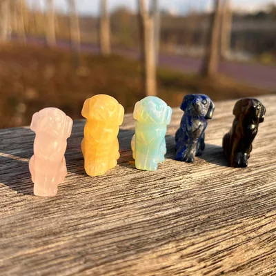 Hand Carved Natural Crystal Puppy Carving Craft Gift Decoration
