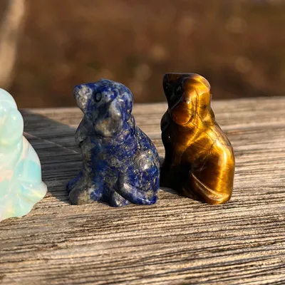 Hand Carved Natural Crystal Puppy Carving Craft Gift Decoration