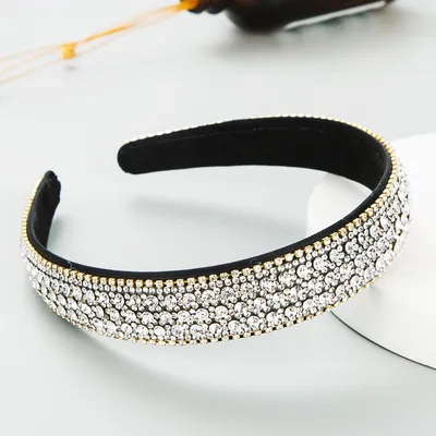 Women's Simple Hair Accessories Color Full Diamond Non-slip Headband