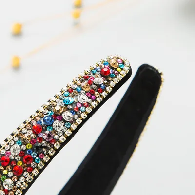Women's Simple Hair Accessories Color Full Diamond Non-slip Headband