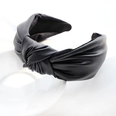 Fashion Solid Color Leather Hairpin Women's Hair Accessories PU Leather Headband