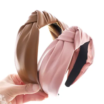 Fashion Solid Color Leather Hairpin Women's Hair Accessories PU Leather Headband