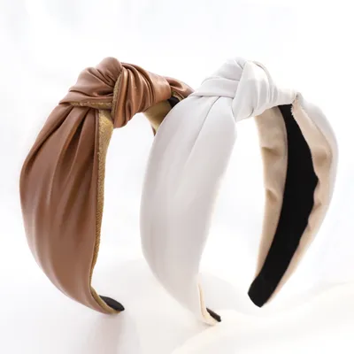 Fashion Solid Color Leather Hairpin Women's Hair Accessories PU Leather Headband