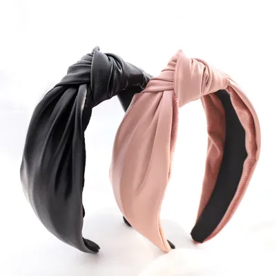 Fashion Solid Color Leather Hairpin Women's Hair Accessories PU Leather Headband