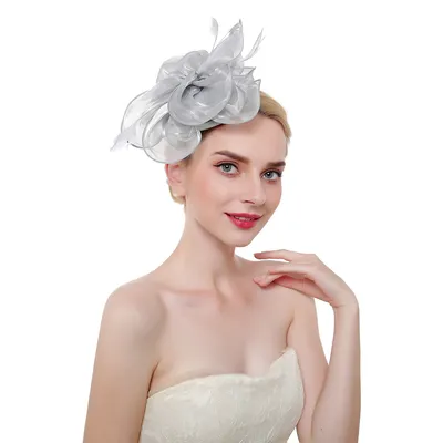 Organza Top Hat Headwear Performance Feather Hair Band