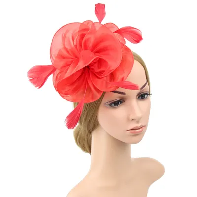 Organza Top Hat Headwear Performance Feather Hair Band