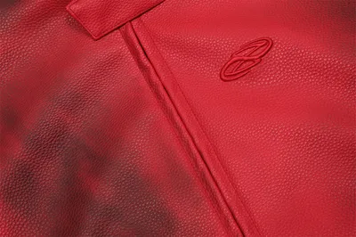 Design Sense Spray Paint Distressed Dirty Stand Collar PU Leather Jacket