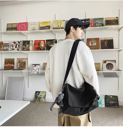 Men's Large Capacity Simple Messenger Casual Student Book Shoulder Boys Shoulder Bag