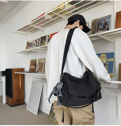 Men's Large Capacity Simple Messenger Casual Student Book Shoulder Boys Shoulder Bag