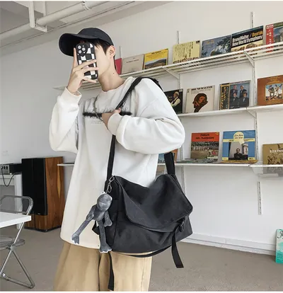 Men's Large Capacity Simple Messenger Casual Student Book Shoulder Boys Shoulder Bag