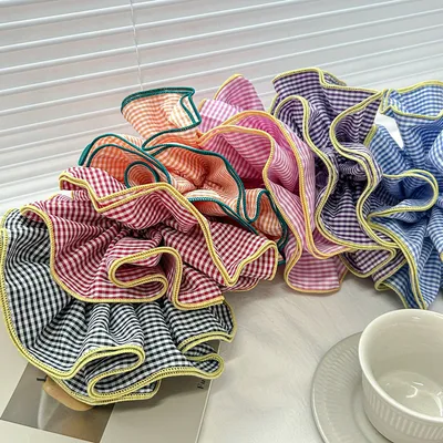 Women's Mori Style Floral Plaid Hair Ring Headdress