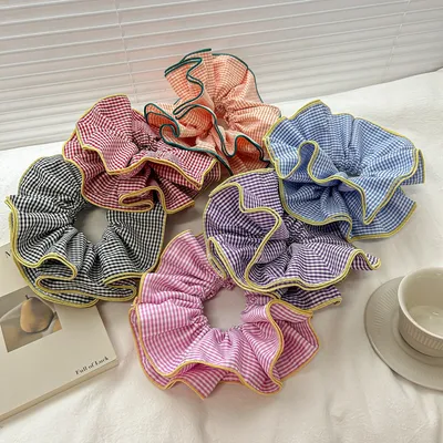 Women's Mori Style Floral Plaid Hair Ring Headdress