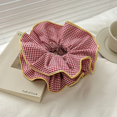 Women's Mori Style Floral Plaid Hair Ring Headdress
