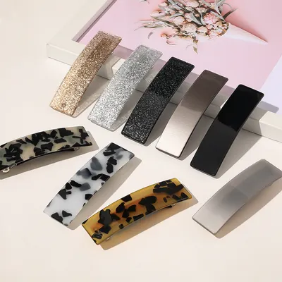 Square Grip Acetate Acrylic Spring Clip Hair Accessory