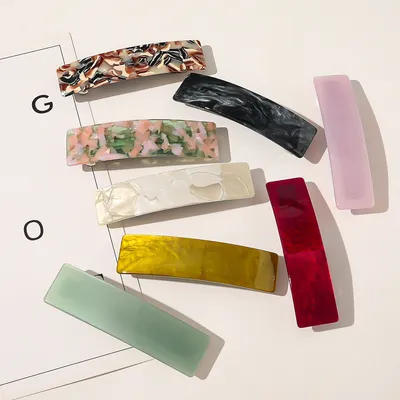 Square Grip Acetate Acrylic Spring Clip Hair Accessory