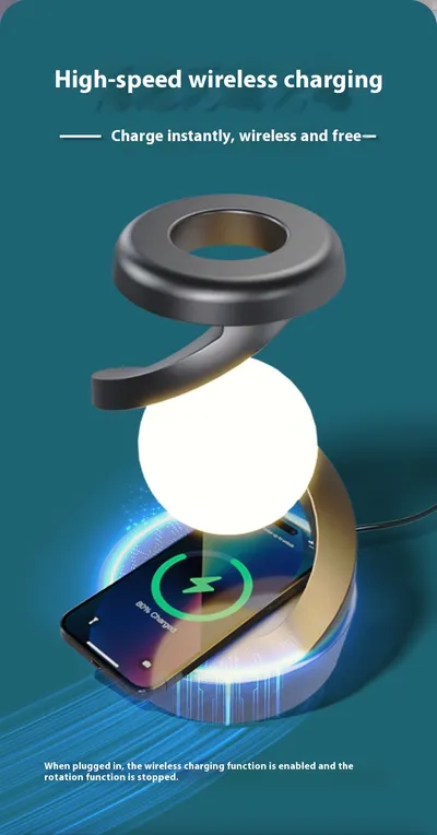 Rotating Moon Desk Lamp With Phone Wireless Charging Sensor Control Table Lamps Decorative Desktop