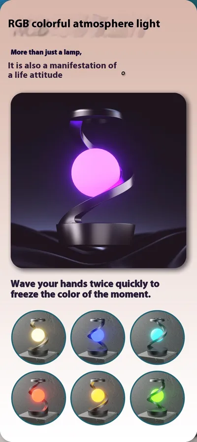 Rotating Moon Desk Lamp With Phone Wireless Charging Sensor Control Table Lamps Decorative Desktop