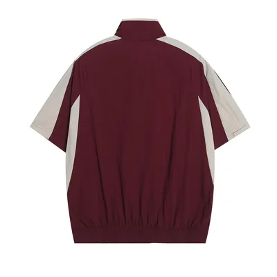 Fashion Contrast Stitching Short Sleeves Shirt Men