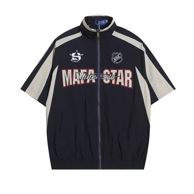 Fashion Contrast Stitching Short Sleeves Shirt Men
