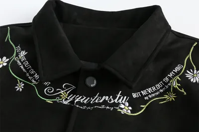 Letter Floral Embroidered Jacket For Men And Women
