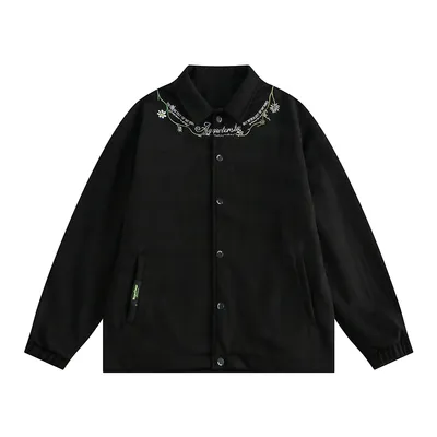 Letter Floral Embroidered Jacket For Men And Women