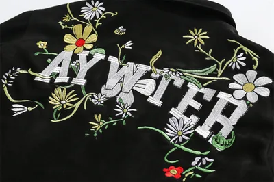 Letter Floral Embroidered Jacket For Men And Women