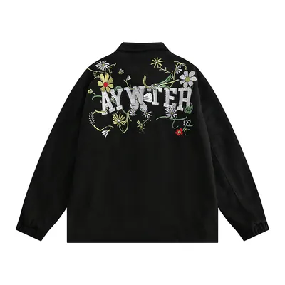 Letter Floral Embroidered Jacket For Men And Women