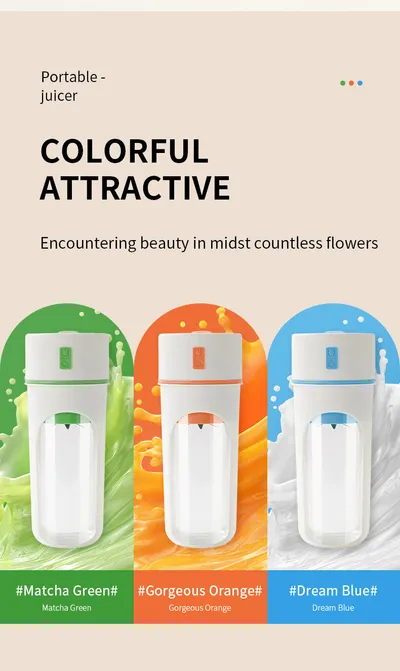 Kitchen Electric Juicer USB Charging Wireless Juices Blender Fruit Orange Mixer Squeezer Machine Ice Crush Cup Food Processor