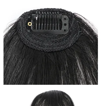 Women's Air Natural Forehead Invisible Seamless Hair-free Seam Full Real Bangs Wig Set