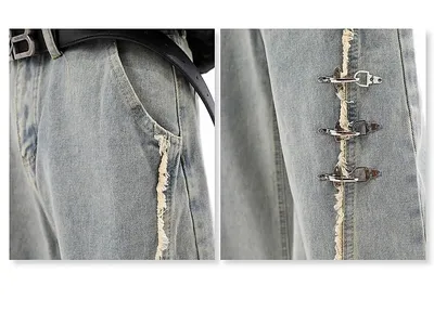 RetroBuckle Raw Hem Jeans Men