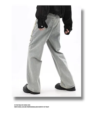 RetroBuckle Raw Hem Jeans Men
