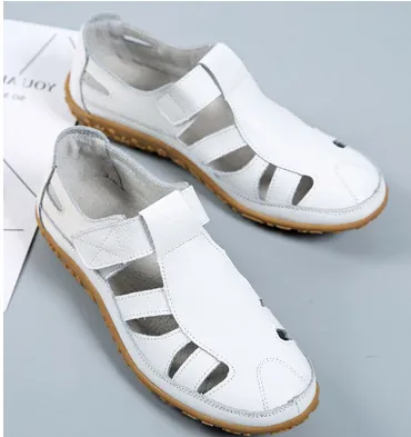 Handmade Vintage Leather Sandals Comfortable Soft Sole Mom Shoes