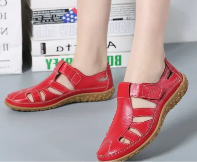 Handmade Vintage Leather Sandals Comfortable Soft Sole Mom Shoes