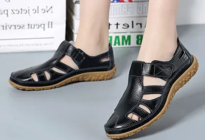 Handmade Vintage Leather Sandals Comfortable Soft Sole Mom Shoes
